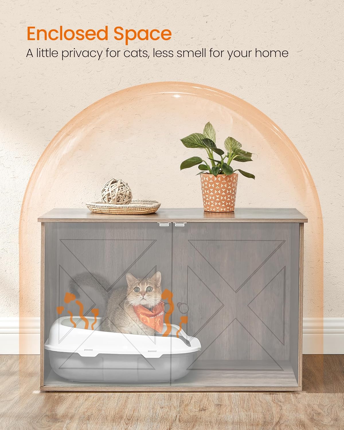 Feandrea Cat Litter Box Enclosure, End Table, 31.5 x 20.9 x 19.7 Inches