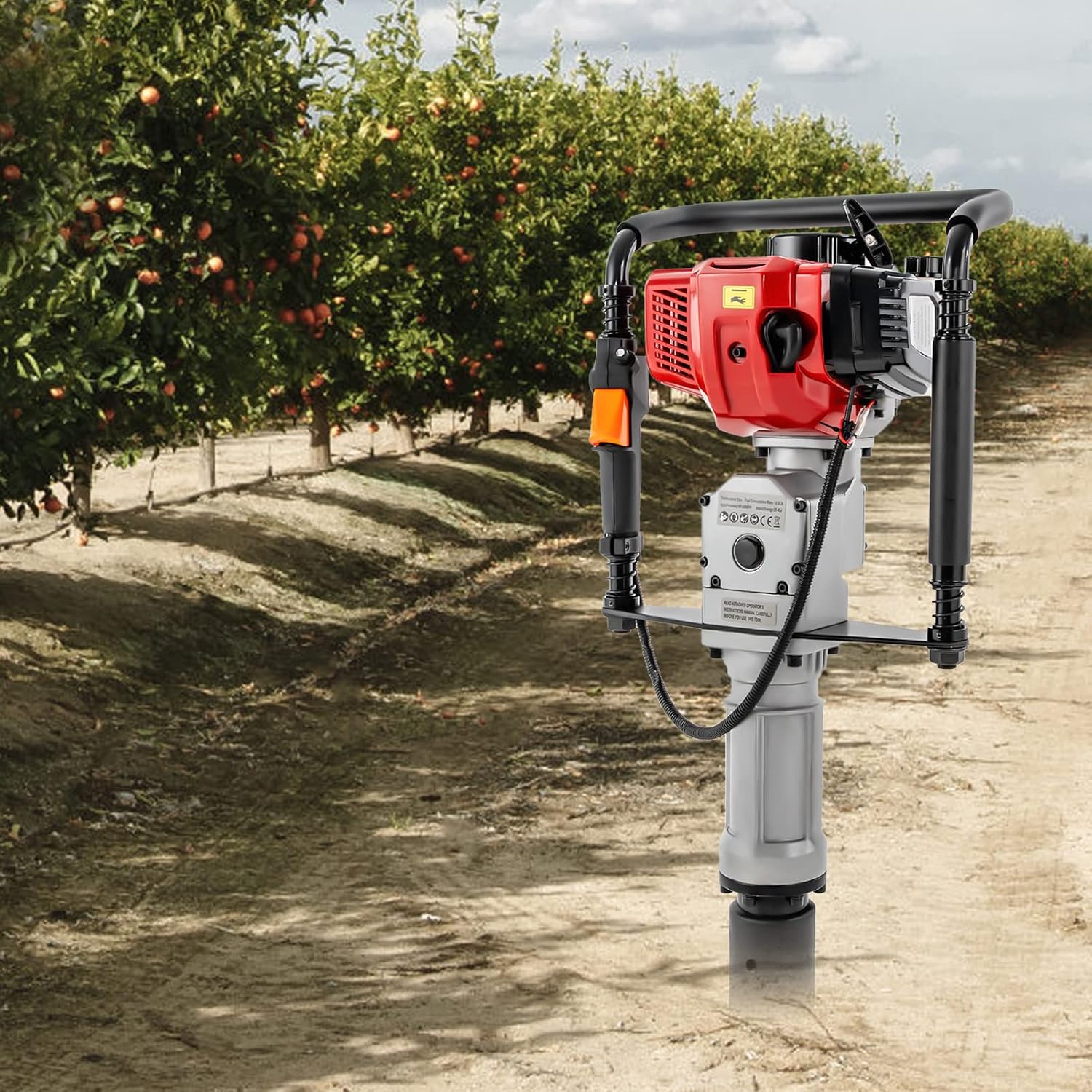 Gas Powered T Post Driver Manual Piledriver 2 Stroke 52cc Gasoline Pile Driver Kit Farm Fence Post Hammer Push Pile Lightweight Petrol Piledriver