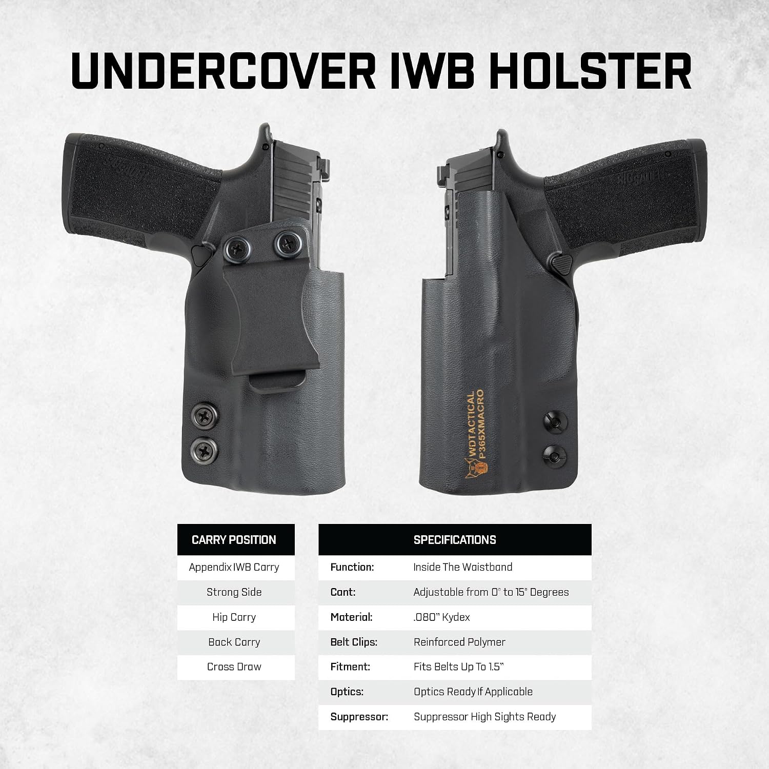 IWB Kydex Holster for Inside Waistband Carry – Adjustable Cant & Retention – Over 200+ Models Available, Glock, Sig Sauer, CZ, FN, Smith & Wesson, Springfield, TTI & More