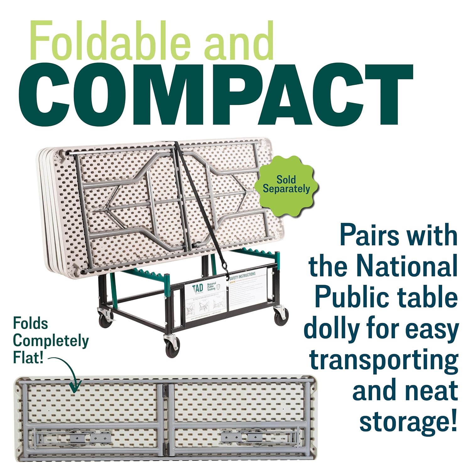 Seminar Folding Table by National Public Seating – 18x72 Portable, Heavy-Duty Foldable Table Indoor/Outdoor Table for Office, Conferences & Training Rooms – Lightweight & Durable, Speckled Gray