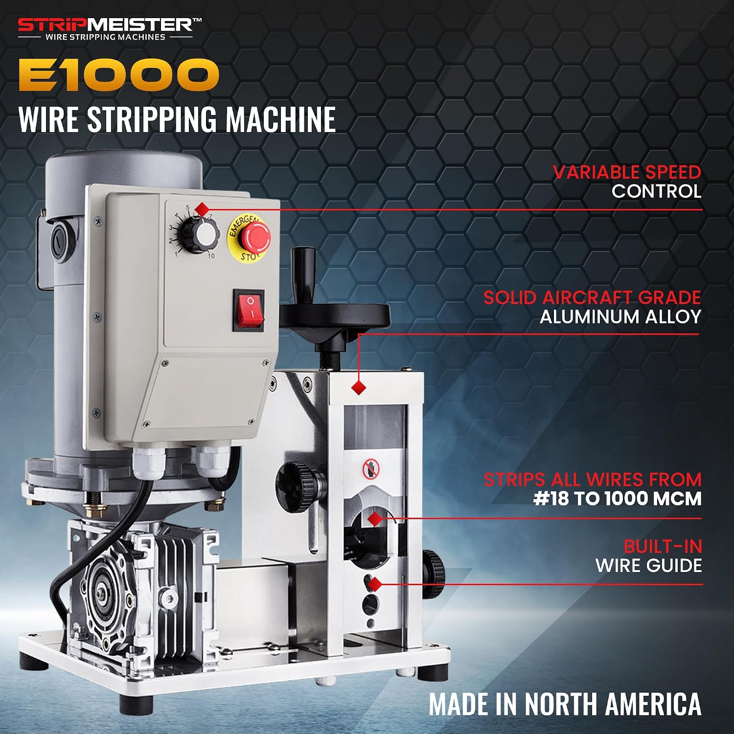 Automatic Wire Stripping Machine – StripMeister E1000 Electric Heavy‑Duty Wire Stripper for Copper & Aluminum Cables up to 1‑3/4”