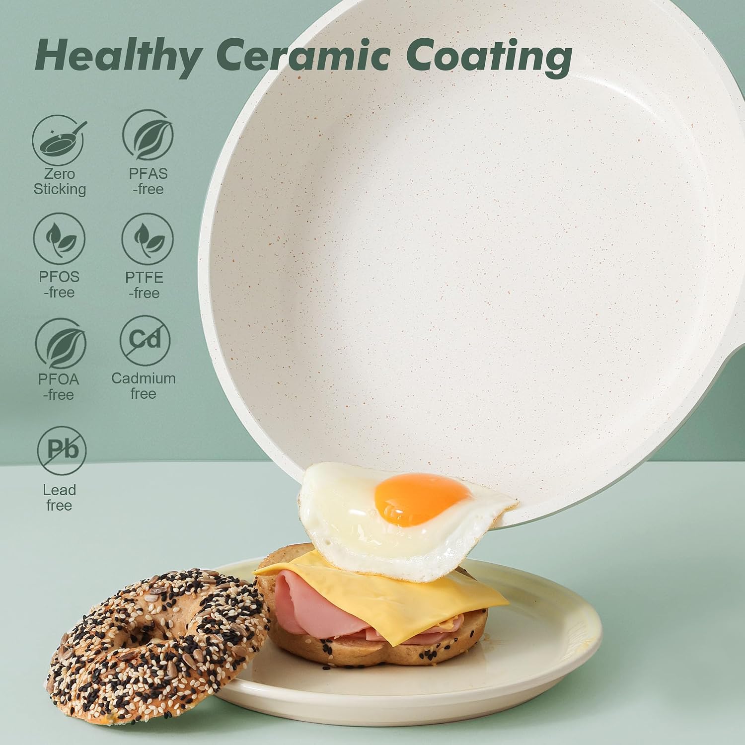 SENSARTE Nonstick Frying Pan Skillet, Swiss Granite Coating Omelette Pan, Healthy Stone Cookware Chef's Pan