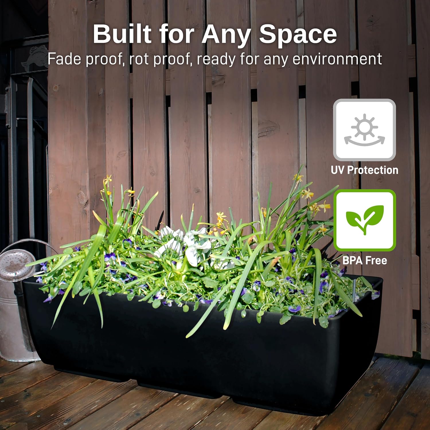 RTS Home Accents 30" Urban Rectangular Garden Planter, Graphite - Stylish, Durable, and Weather-Resistant Planter for Outdoor Gardens, Patios, and Urban Spaces