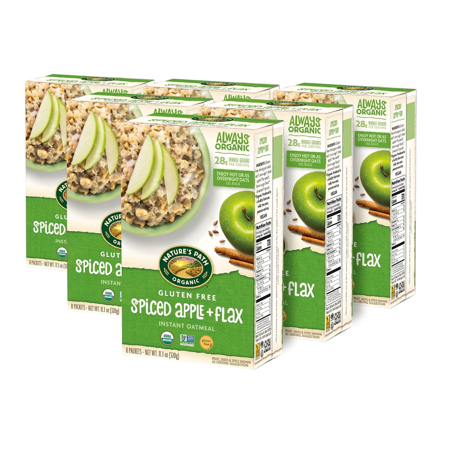 Natures Path, Oatmeal Brown Sugar Maple Gluten Free 8 Count Organic, 11.3 Ounce