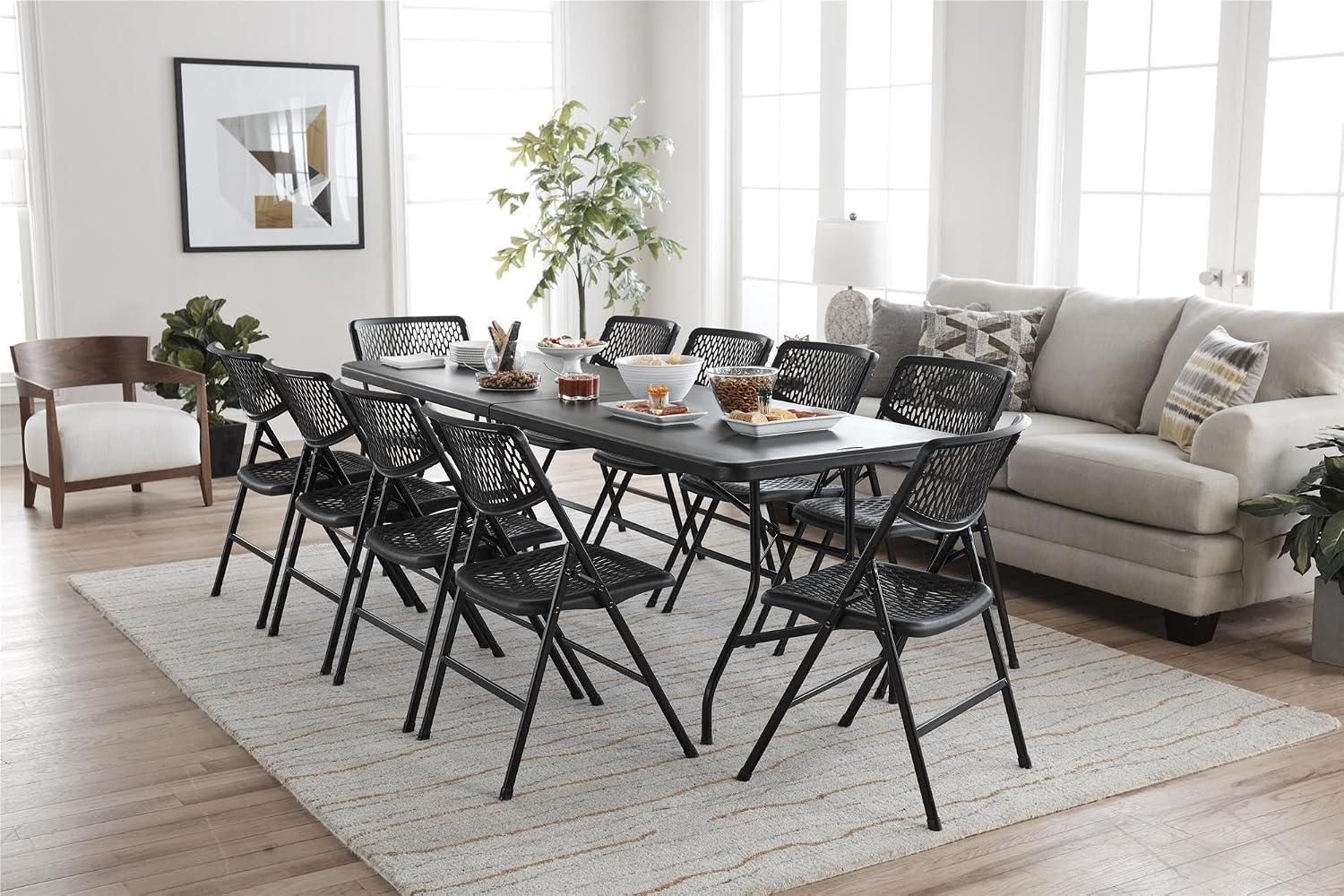 Cosco 6ft Fold-in-Half Blow Molded Folding Table, Indoor/Outdoor, Comfort Handle, Lightweight Plastic Construction - White