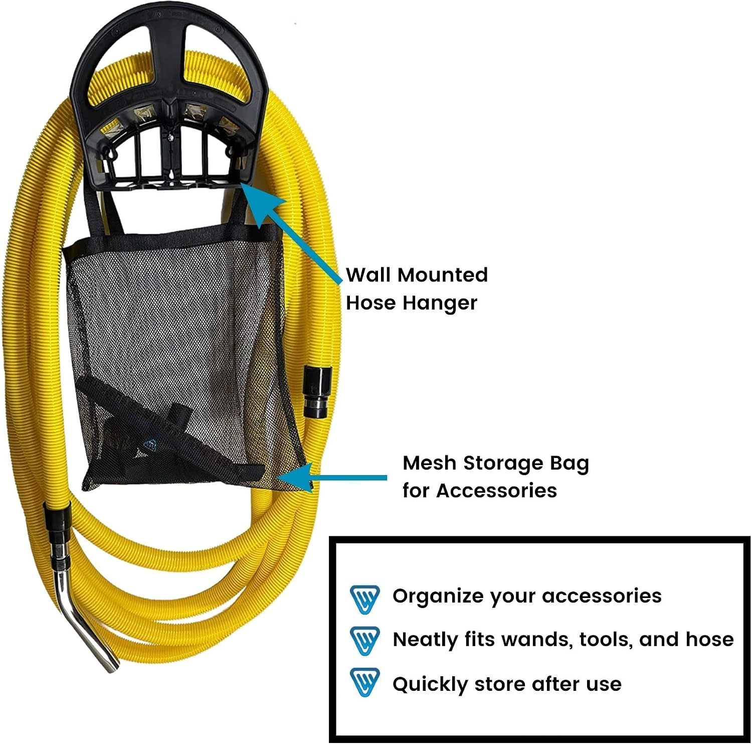 Wessel-Werk Garage Central Vacuum Hose Kit with 35-Foot Yellow Crushproof Hose and Accessories
