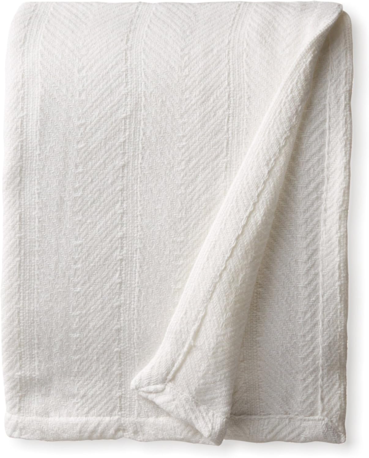 Eddie Bauer - Queen Size Blanket, 100% Soft Cotton Bed Blanket for Year Round Comfort, Throw Blanket for Couch or Bed (Herringbone Blue Stripe)