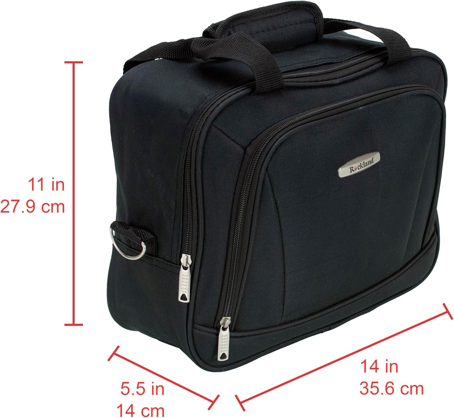 Rockland Fashion Softside Upright Luggage Set,Expandable, Telescopic Handle, Wheel, Black Dot, 2-Piece (14/19)