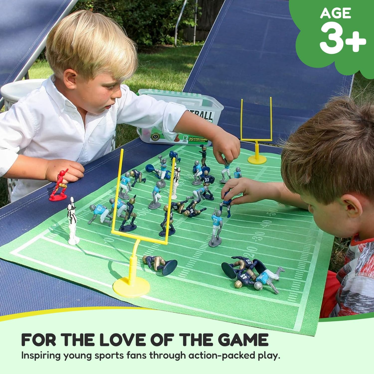 Kaskey Kids Football Guys, Navy Gold vs. Gray Blue, 30 Pieces in Each Set, Includes 2 Teams, Accessories, and Travel Storage Case