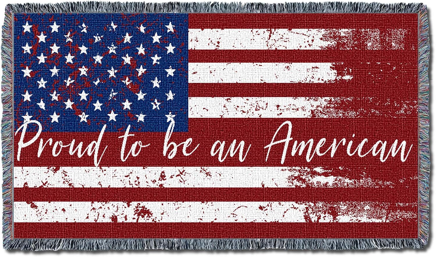 United States American Flag Blanket - Gift Soft Tapestry Throw Woven from Cotton - Made in The USA (69x48)