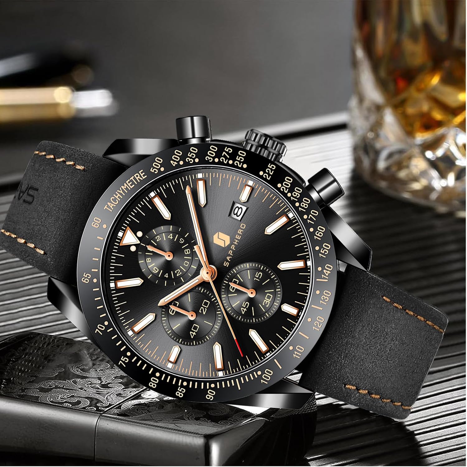 BENYAR Watch for Men Analog Quartz Chronograph Waterproof Luminous Designer Mens Wrist Watches Business Work Sport Casual Dress Watch with Silicone Strap Elegant Gifts for Men