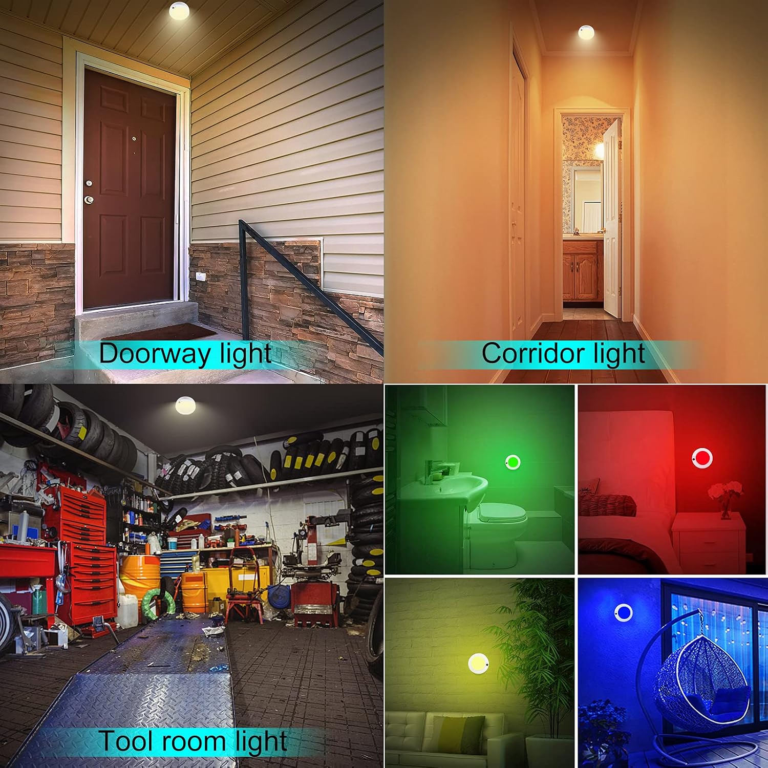 BIGMONAT Wireless Ceiling Light with Remote and Timer, Dimmable Motion Sensor Shower Light
