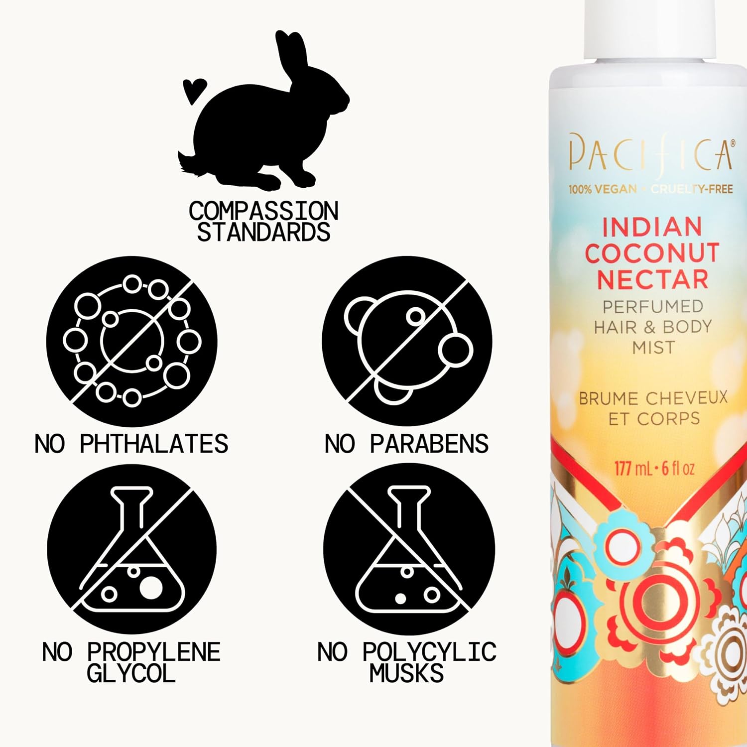 Pacifica Island Vanilla Hair Mist Perfume and Full Body Spray for Women - Fragrance Spray for A Mood-Lifting Experience, Paraben-Free, Clean Beauty No Alcohol, Vegan & Cruelty-Free, 6 oz oz