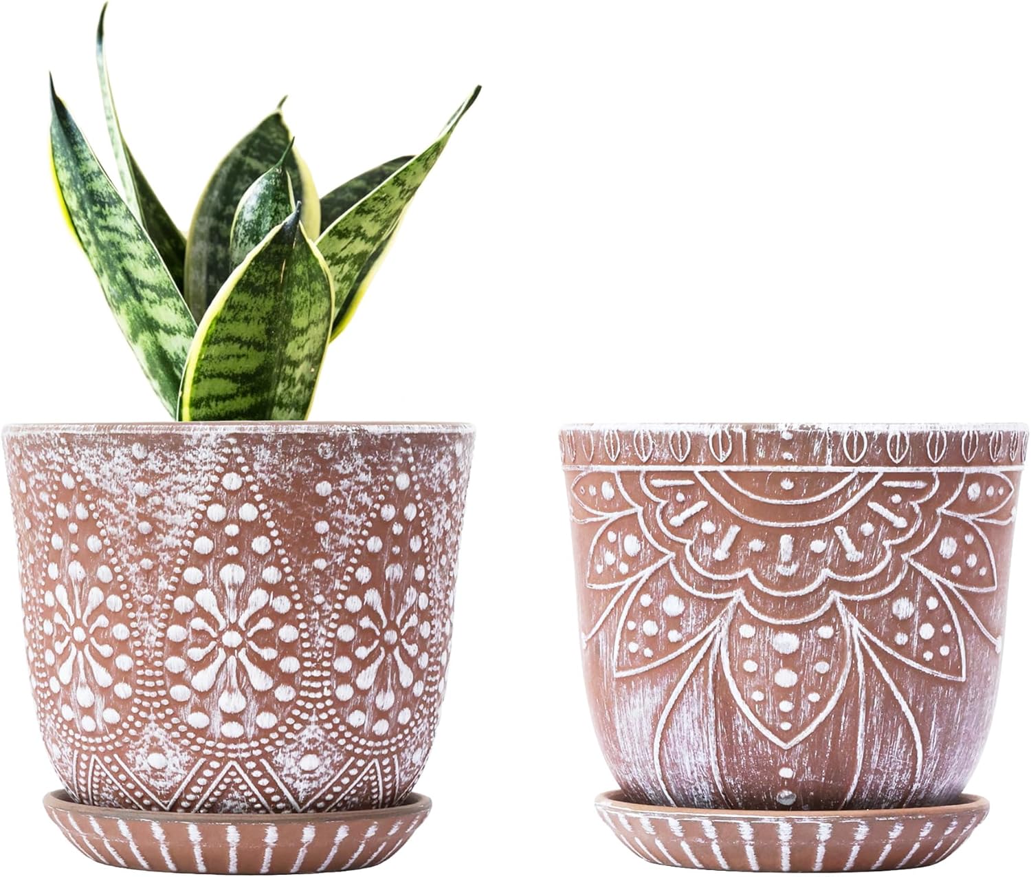 Gepege Ceramic Plant Pots, 6 Inch Indoor Planters with Drainage & Saucers