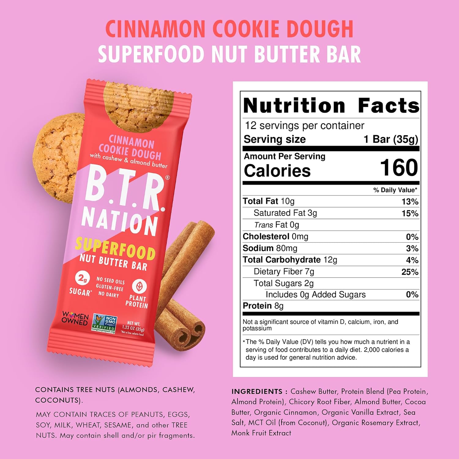 B.T.R Nation - Superfood Protein Bar Dark Chocolate - Vegan - 12 Bars