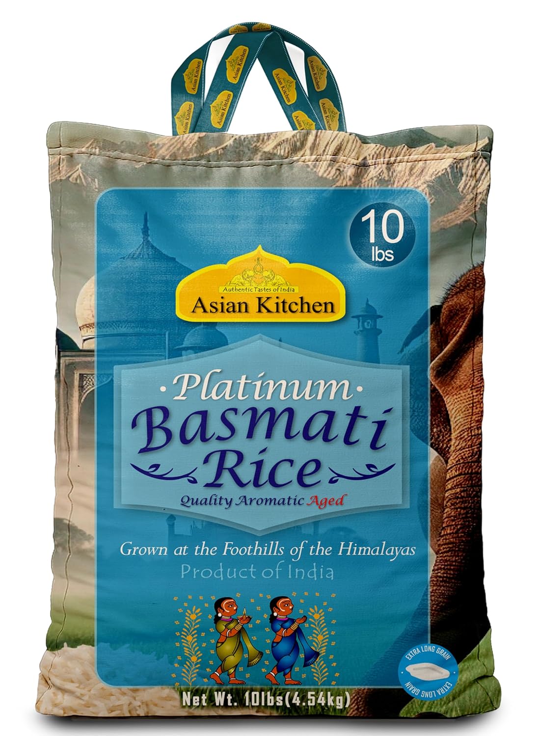 Asian Kitchen Platinum White Basmati Rice Extra Long Aged 20lbs (9.08kg) ~ All Natural | Gluten Friendly | Vegan | Indian Origin | Export Quality