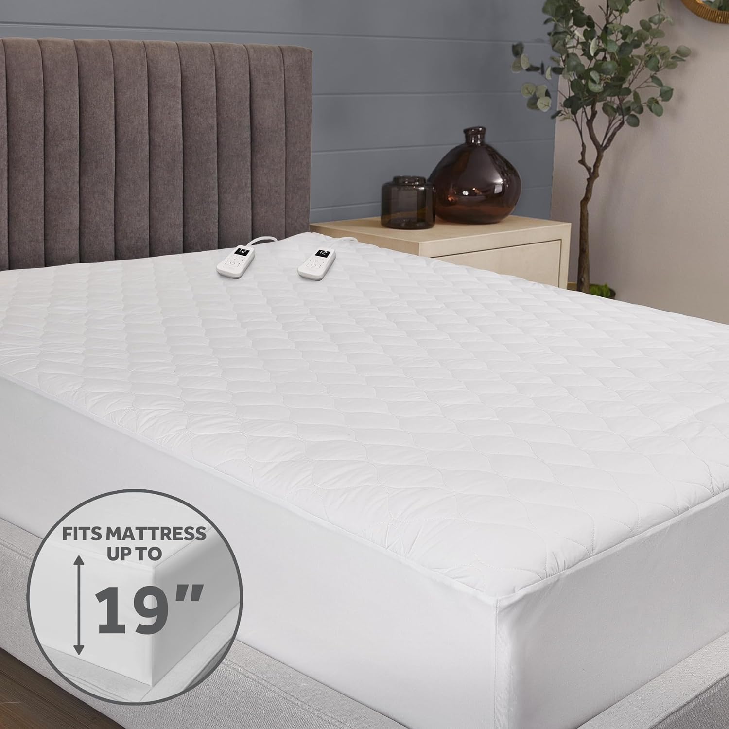 Sunbeam Restful Quilted Water Resistant Heated Mattress Pad - Twin