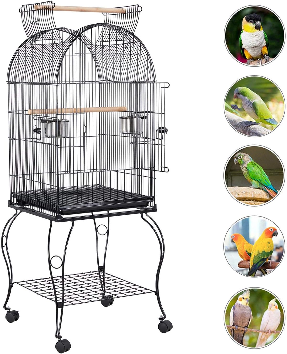 Yaheetech 59-inch Dome Open Top Large Medium Parrot Bird Cage On Stand for Sun Parakeets Conures Quaker Parrot Rolling Cockatiel Bird Cage