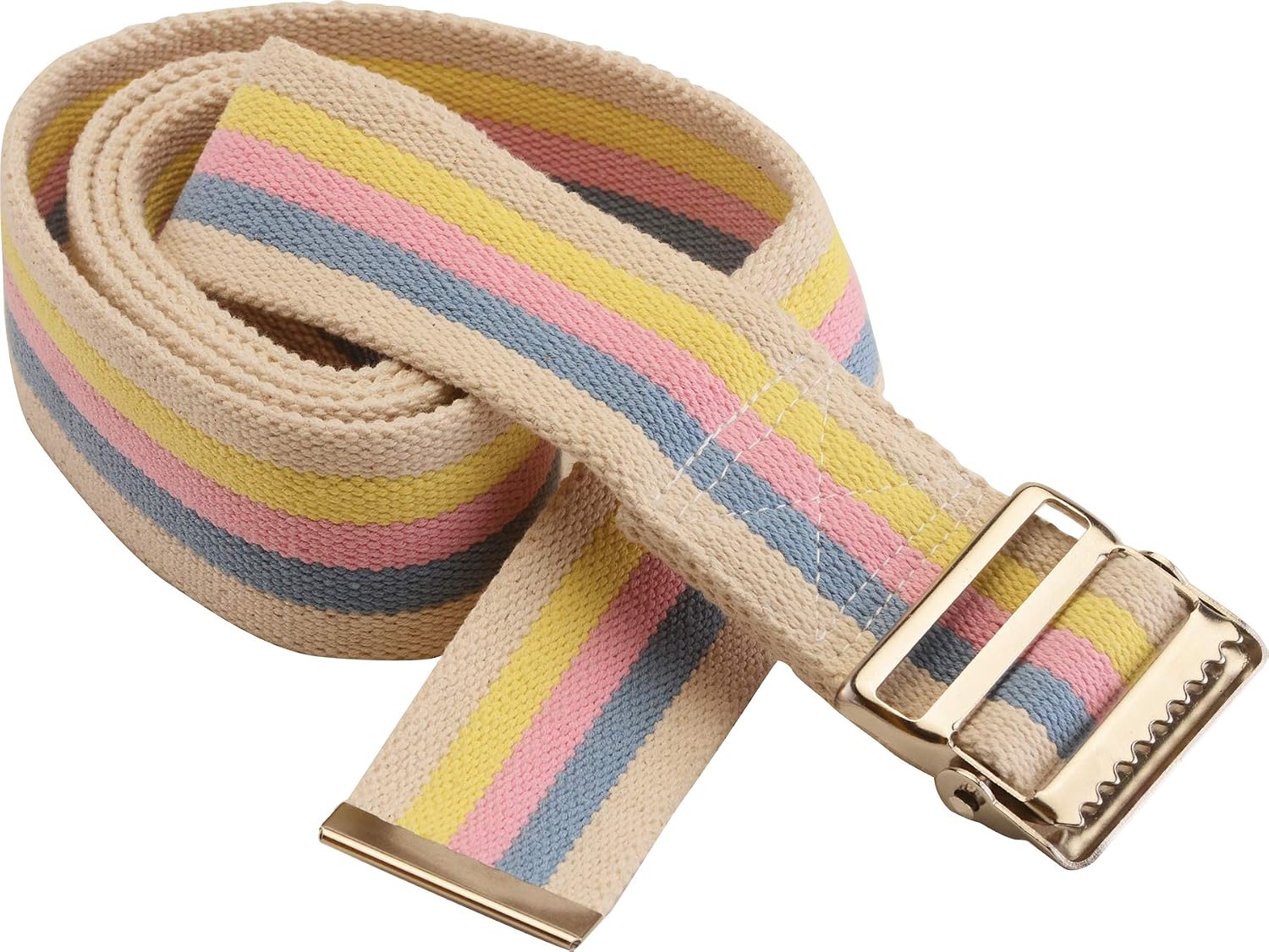 NOVA Medical Gait Belt 72” – Metal Buckle Transfer Belt for Patient Mobility, Striped Cotton, Adjustable Walking Assist for Elderly, Caregivers & Nurses – Durable, Washable, Portable with Bag