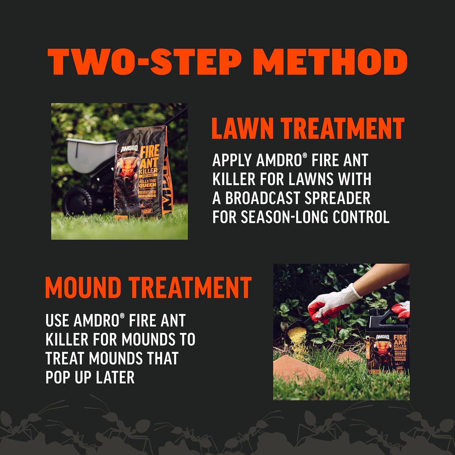 Amdro Fire Ant Killer for Mounds, 1 Lb | Dual-action fire ant killer granules, targets visible and hidden mounds, kills imported and native fire ants