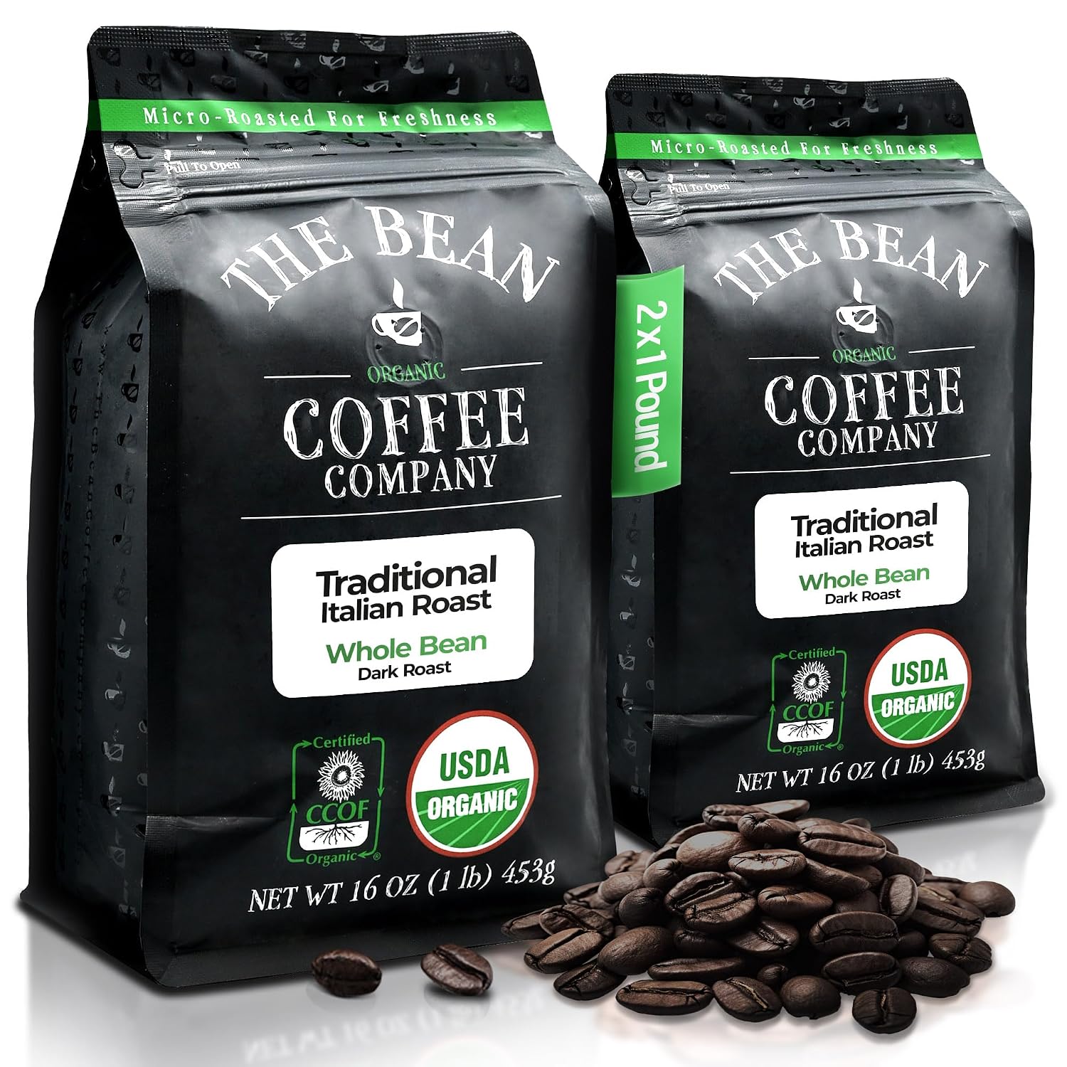 The Bean Organic Coffee Company Le Bean, Dark French Roast, Whole Coffee, 16-Ounce Bag