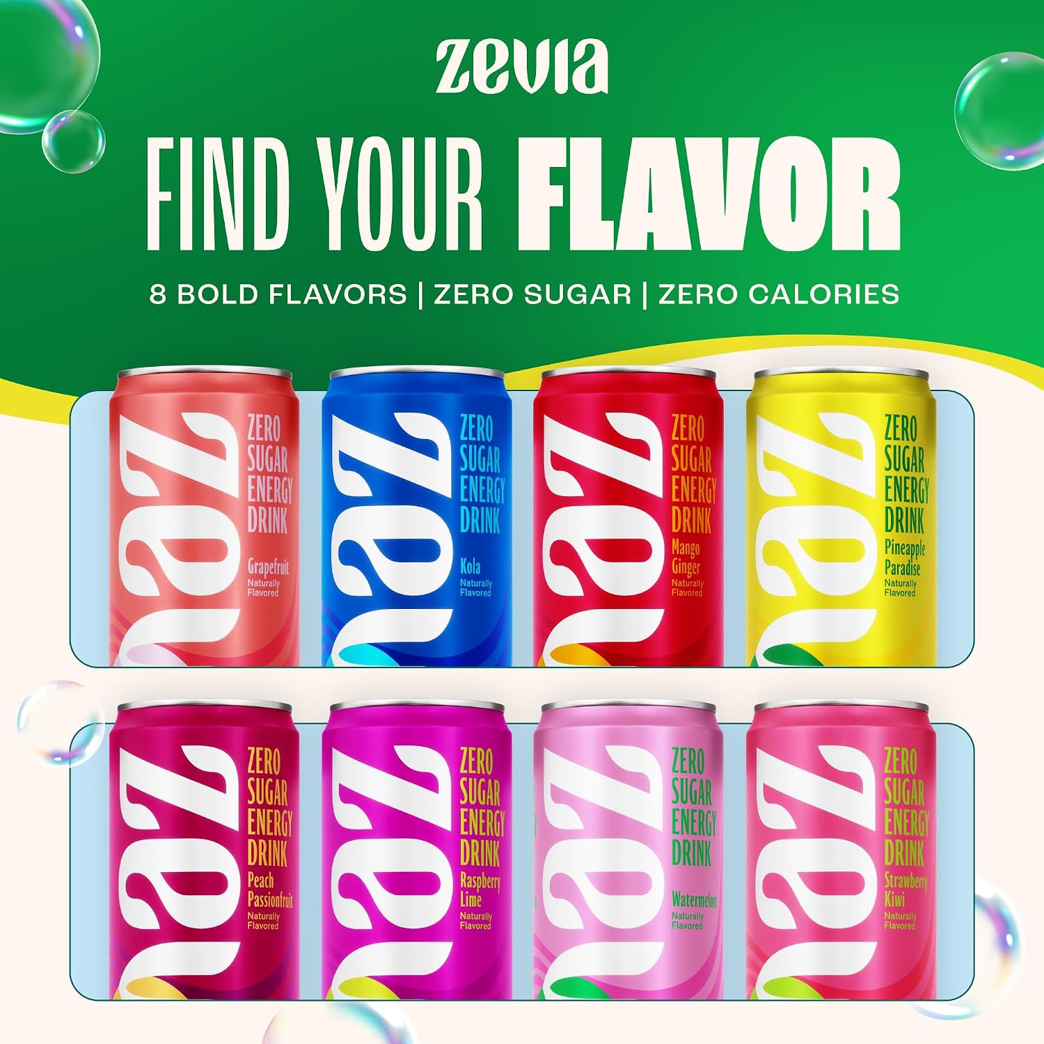 Zevia Zero Sugar Energy Drink, Raspberry Lime, 12 oz Cans (12-Pack) – Naturally Sweetened, Zero Calorie Sugar Free Energy - Non-GMO Project Verified, Gluten-Free, Vegan