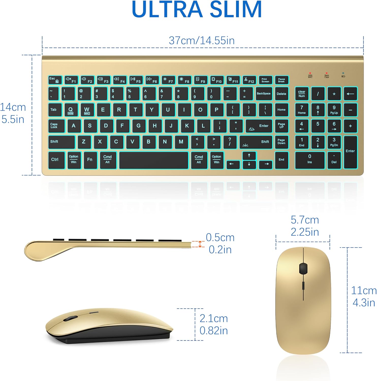 Wireless Keyboard and Mouse Ultra Slim Combo, TopMate - White | 2.4G Silent Compact 2400DPI Mouse and Scissor Switch Keyboard Set with Cover, Batteries Included, for PC/Laptop/Windows/Mac