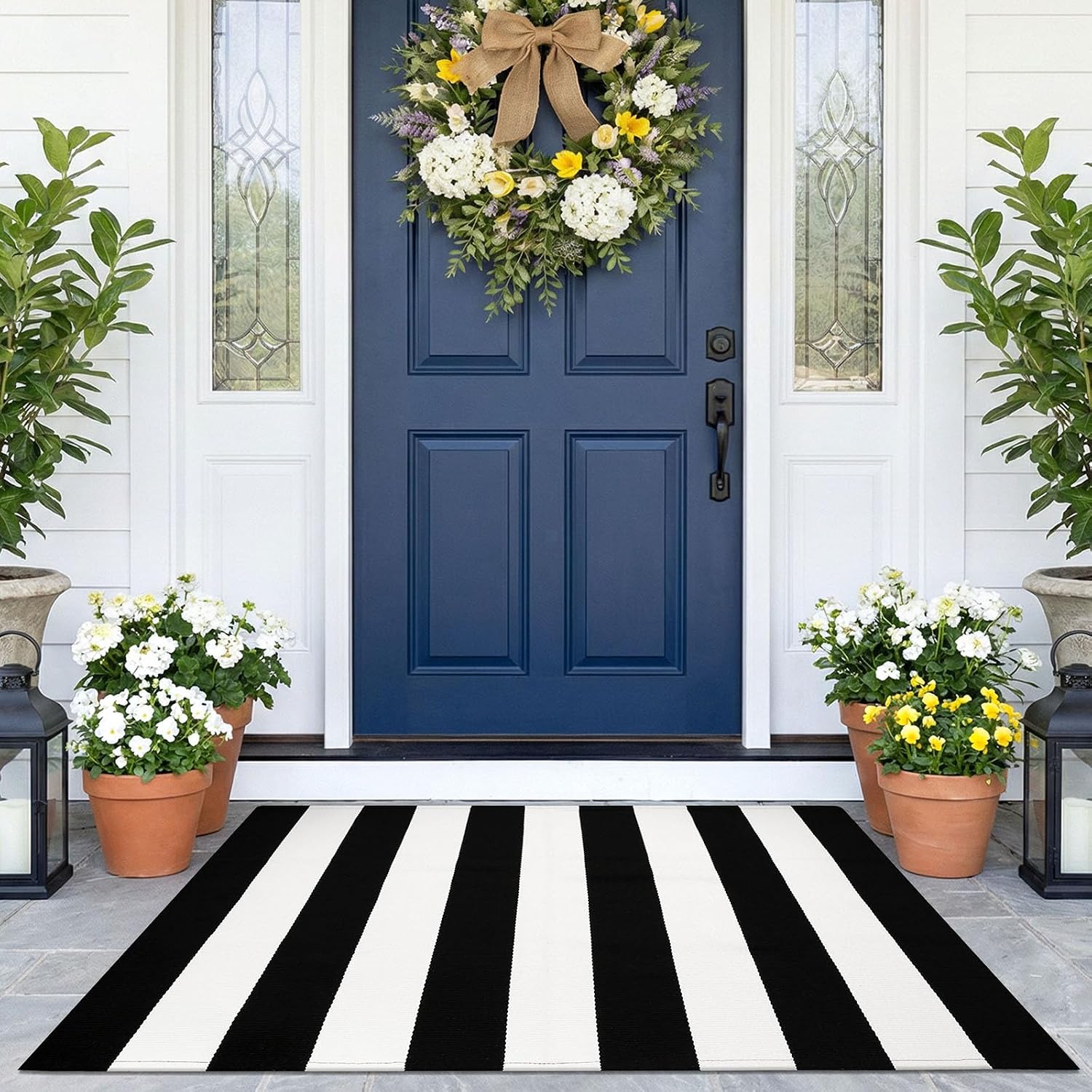 KOZYFLY Black and White Area Rug 3x5 Ft Washable