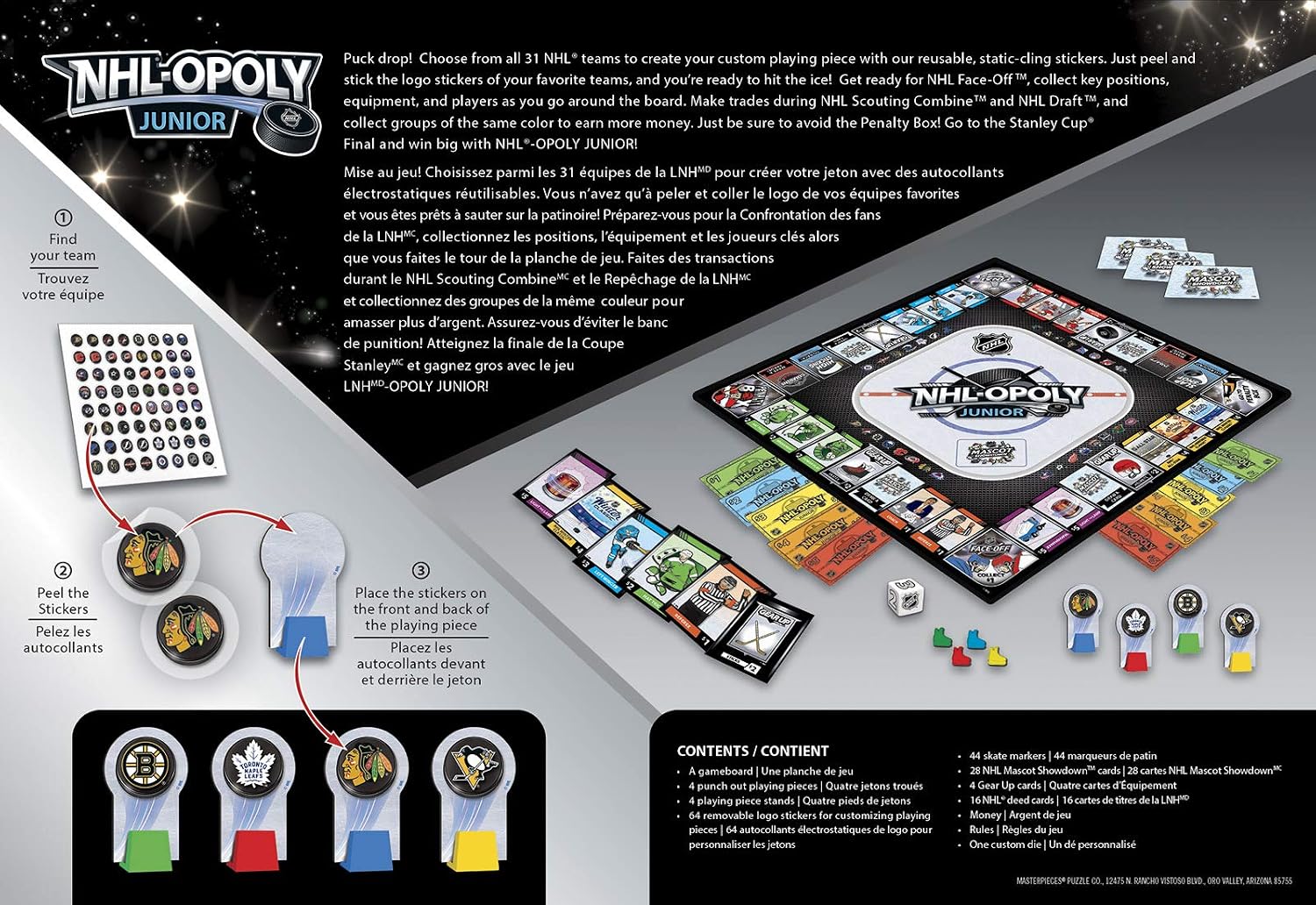 MasterPieces NHL Opoly Junior Board Game, For 2-4 Players, Ages 6+