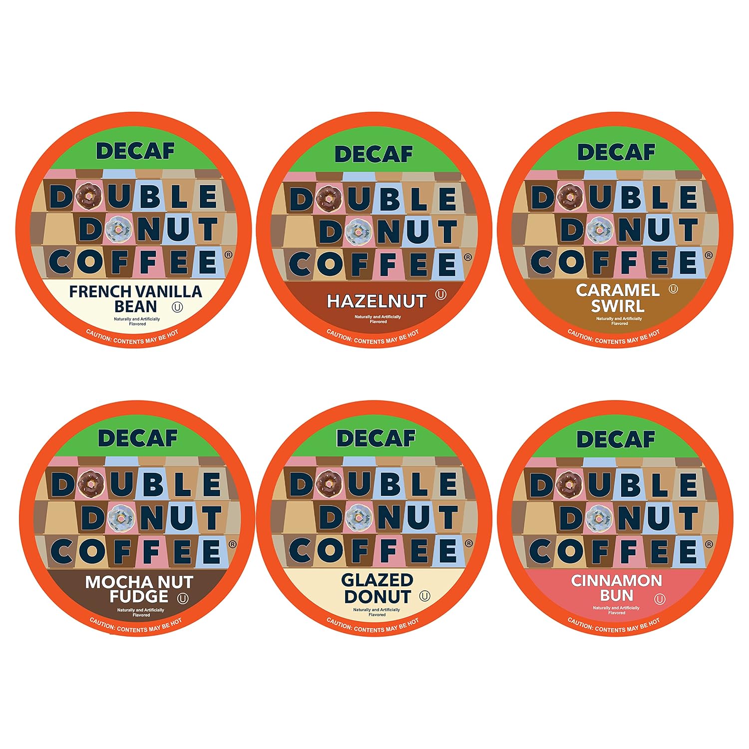 Double Donut Coffee Double Donut Medium Roast Decaf Coffee Pods, Classic, for Keurig K-Cup Machines, 24 Single-Serve Capsules per Box