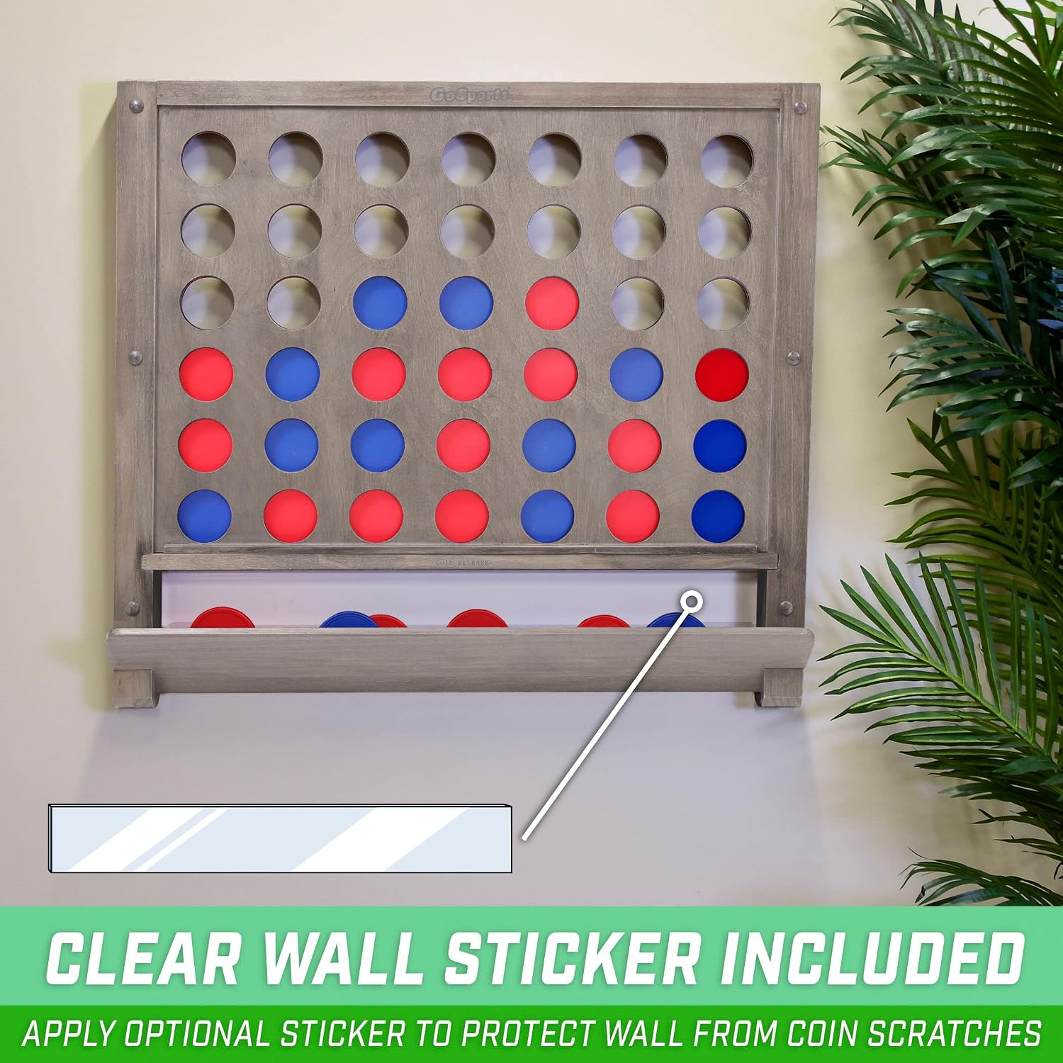GoSports Wall Mounted Giant 4 in a Row Game - Jumbo 4 Connect Family Fun with Coins