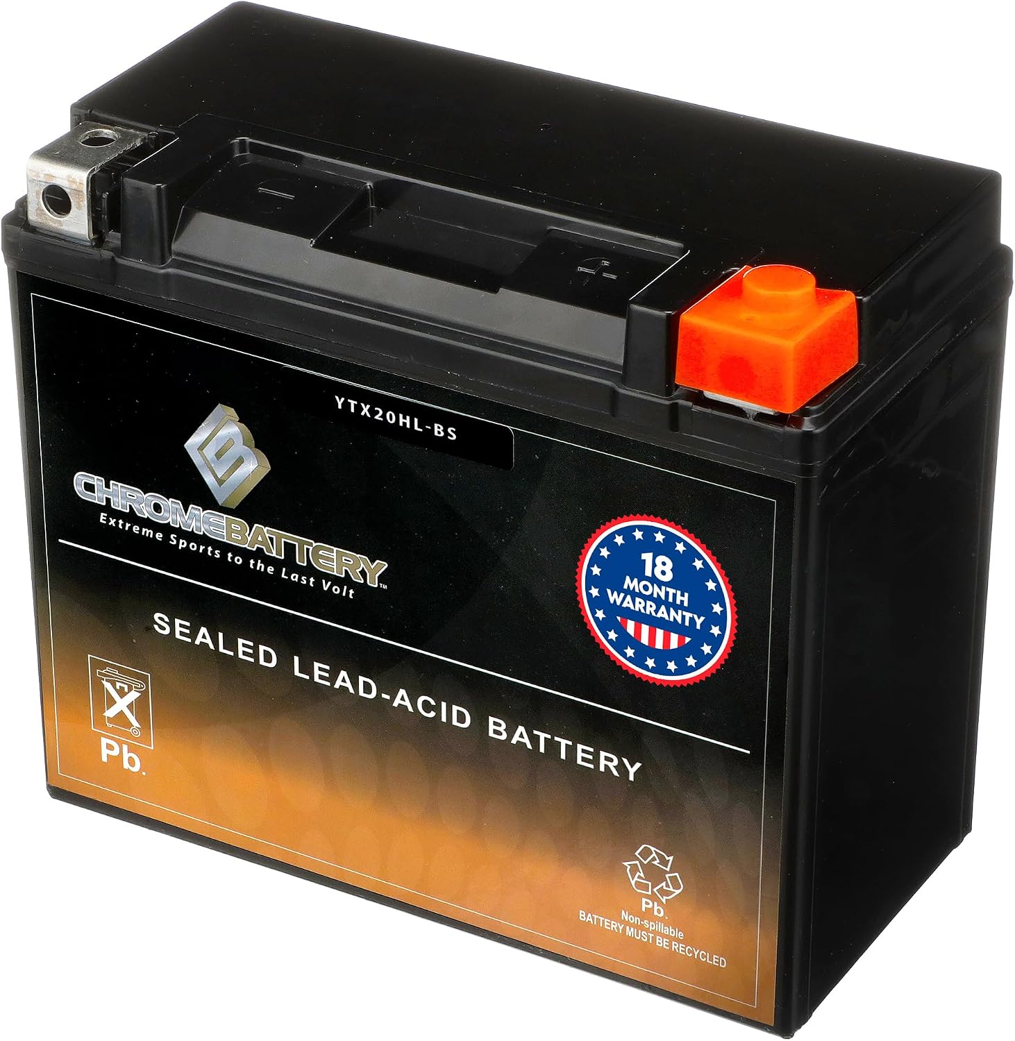 CB CHROMEBATTERY YTX30L-BS 12V 385 CCA AGM – Maintenance-Free 30Ah Battery for Harley, ATV, UTV, Snowmobile, Jet Ski – T3 Nut & Bolt Terminal – Fits Harley Touring, Polaris Sportsman 850