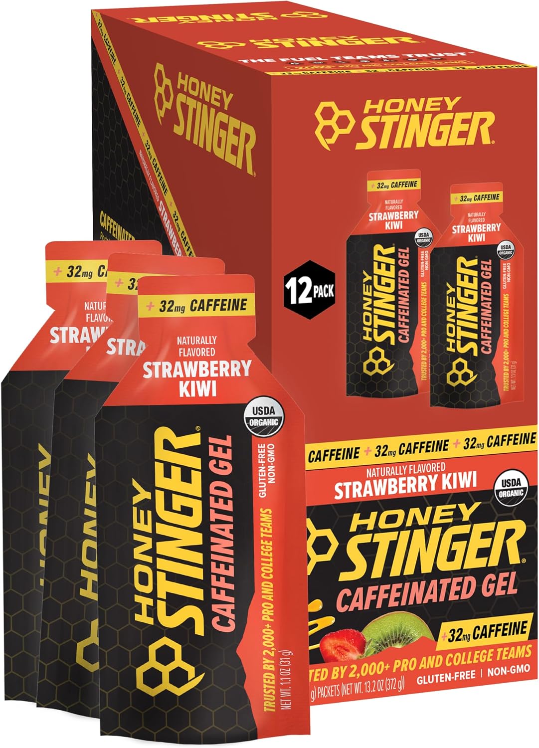 Honey Stinger Gold Energy Gel, Gluten Free & Caffeine Free, for Exercise, Running and Performance, Sports Nutrition for Home & Gym, Pre and Mid Workout, 24 Pack, 26.4 Ounce | sports-nutrition-endurance-and-energy-chews