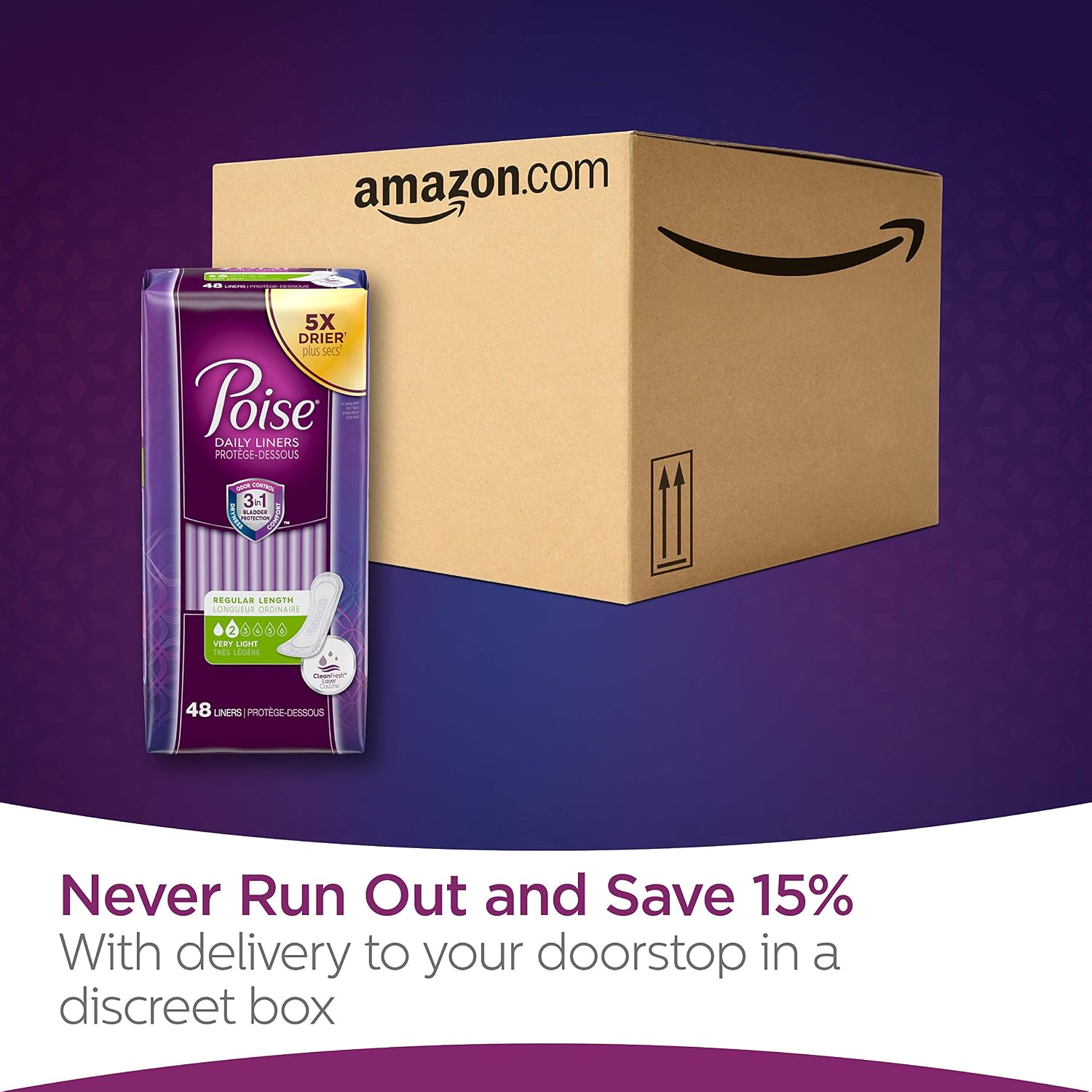 Poise Microliners, Long Length - Lightest Absorbency, 50 Count (Pack of 2)