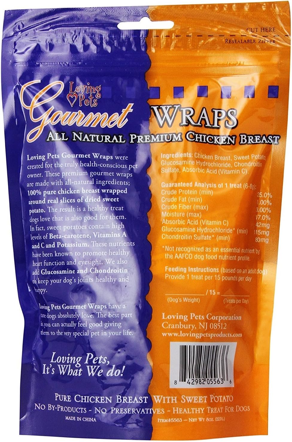 Loving Pets Gourmet Sweet Potato & Chicken Wraps Dog Treats with Glucosamine and Chondroitin, 2 Count