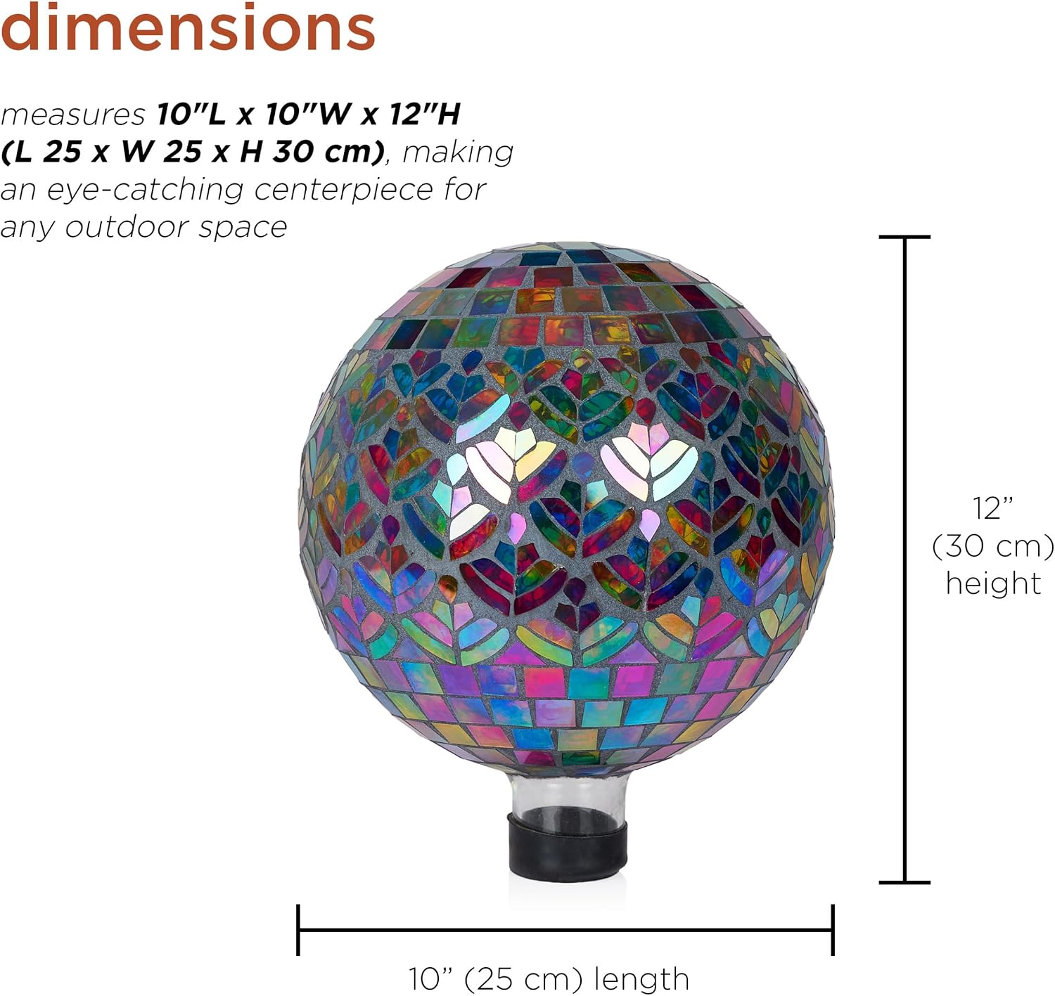 Alpine Corporation 10" Diameter Indoor/Outdoor Glass Mosaic Gazing Globe Yard Decoration, Purple Pearlized Petals Design