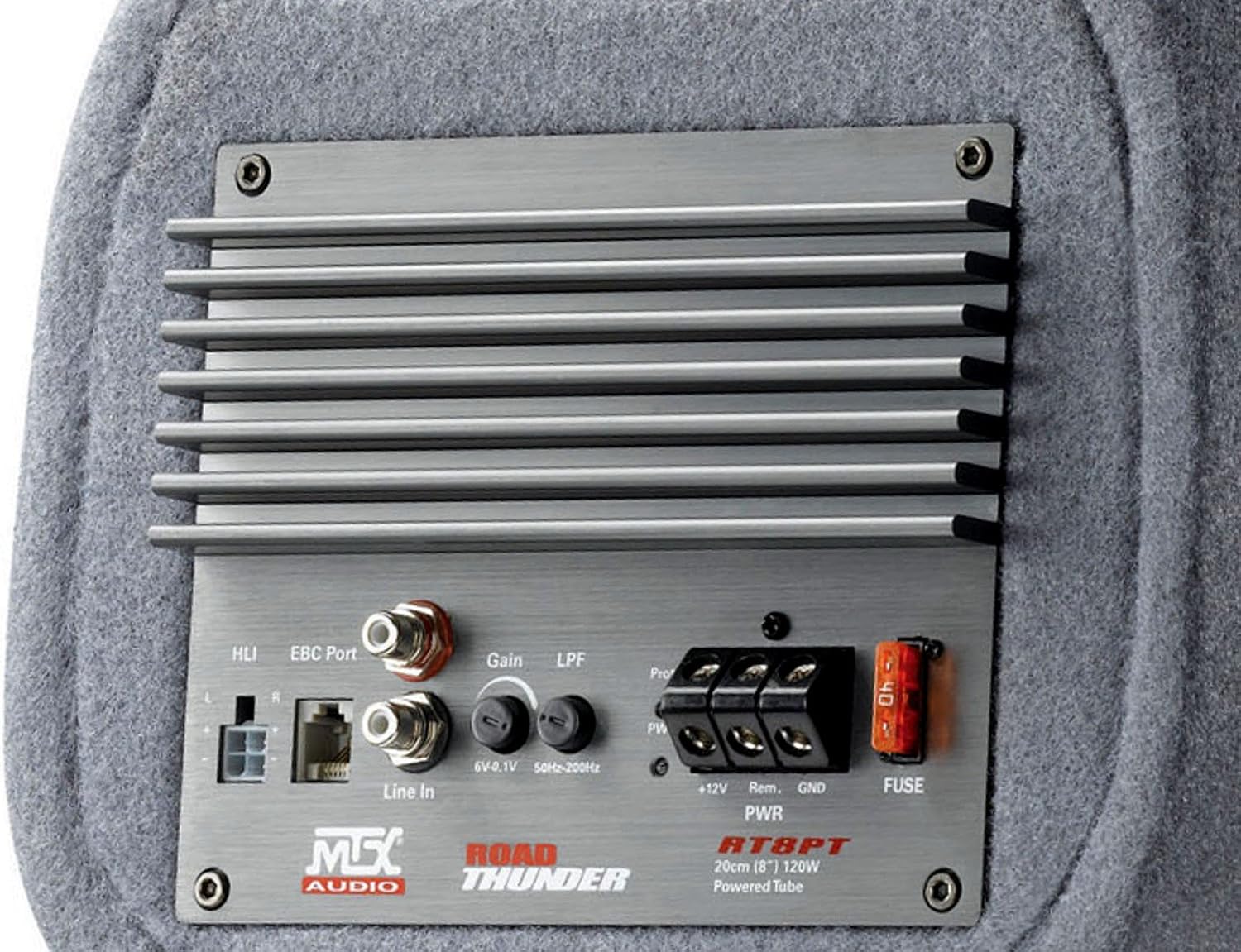 MTX RT8PT 8" 240 Watt Amplified Loaded Subwoofer Tube Audio Set w 8 Ga. Amp Wiring Kit