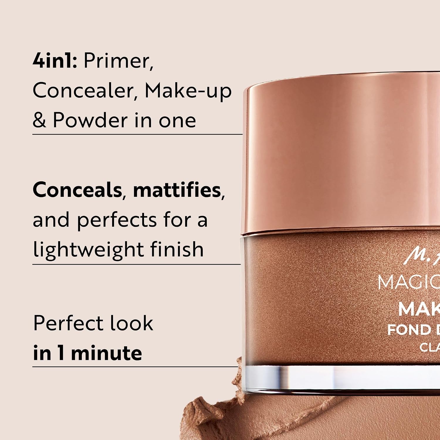 M. Asam Magic Finish Make-up Mousse (1.01 Fl Oz) | 4in1 Primer, Foundation, Concealer & Powder With Buildable Coverage, Hides Redness And Dark Spots, Light To Medium Skin