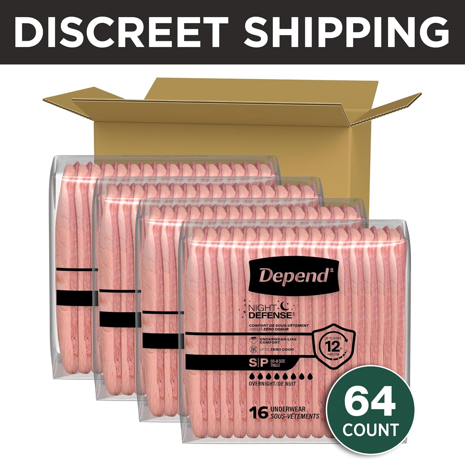 Depend Night Defense Adult Diapers for Women, Medium, 15 Count