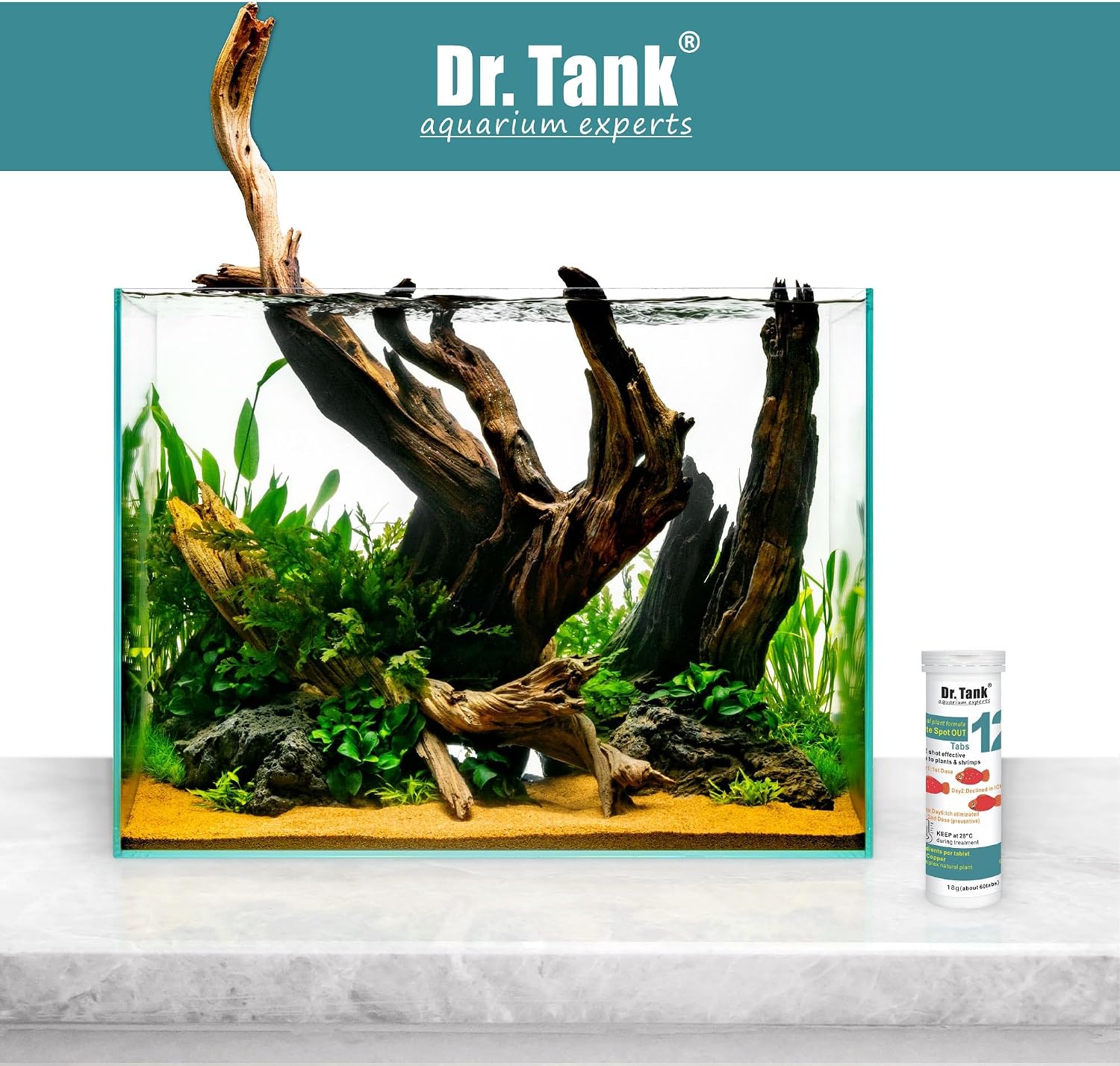 Dr. Tank #12 White Spot Out - Ich Treatment for Freshwater Fish - Eliminates Ick White Spot Disease - Safe for Aquatic Plants - 60 Tablets