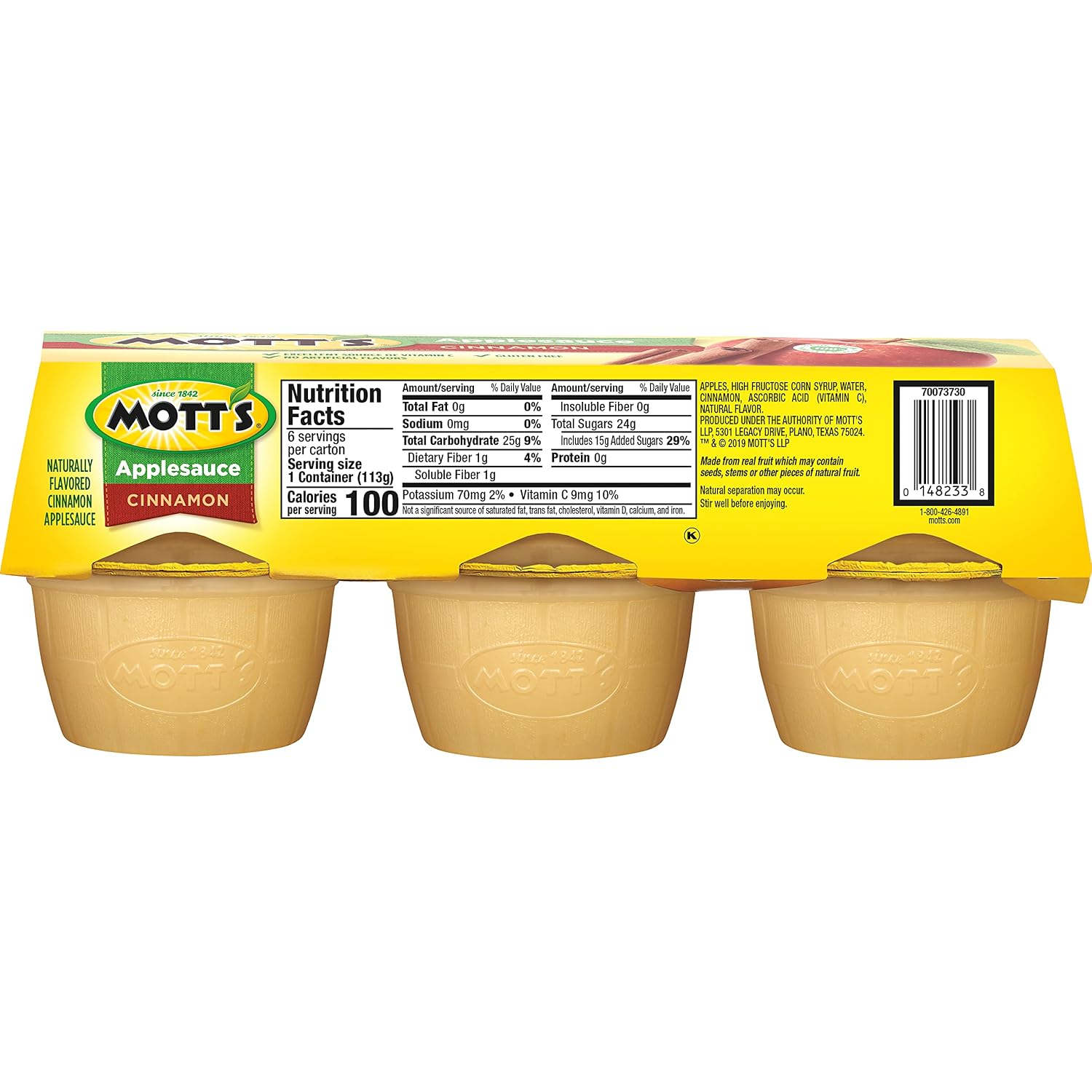 Mott's Applesauce, 4 Oz Cups, 36 Count, No Artificial Flavors, Good Source of Vitamin C, Nutritious Option for The Whole Family