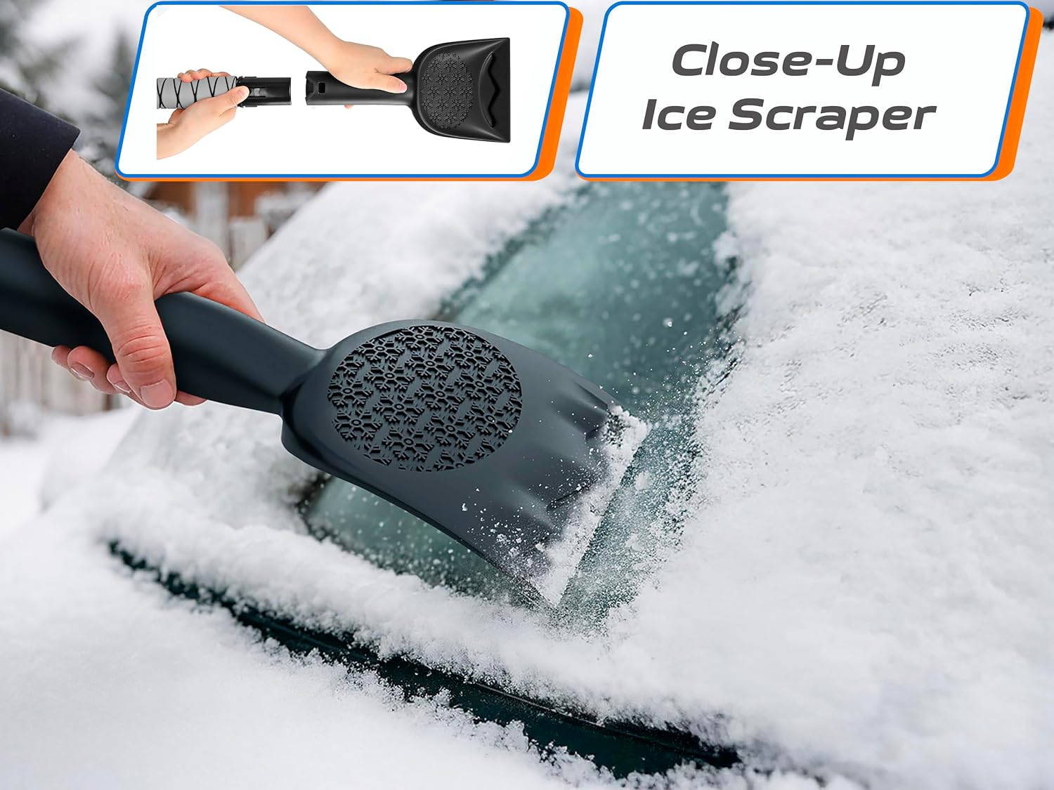 42.4" Extendable Snow Brush & Mini Snow Shovel/Ice Scraper for Car Windshield with Foam Grip for Cars, SUV, Trucks, Detachable Сar Scraper