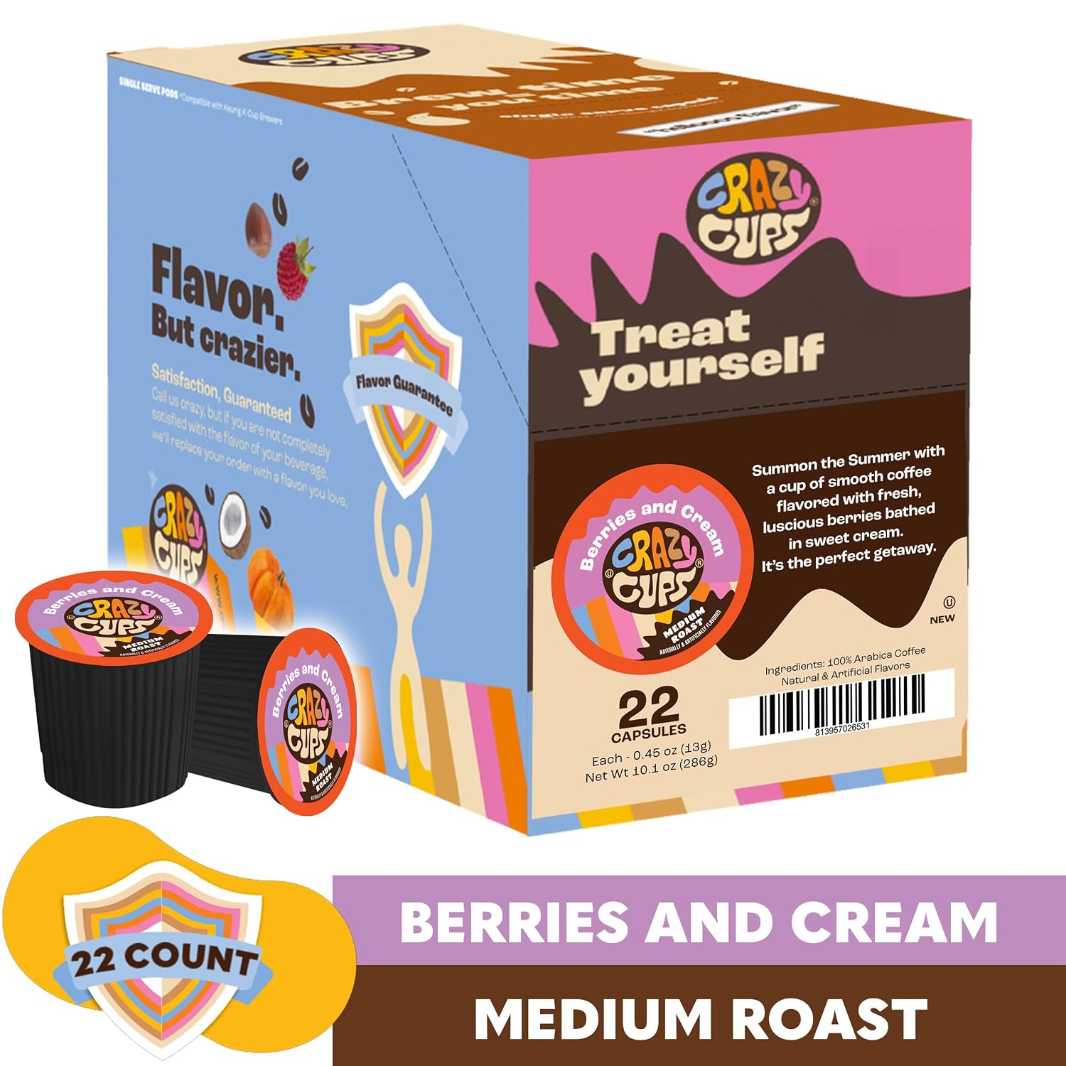 Crazy Cups Flavored Coffee for Keurig K-Cup Machines, Peppermint Chocolate Mocha, Hot or Iced Drinks, 22 Single Serve, Recyclable Pods