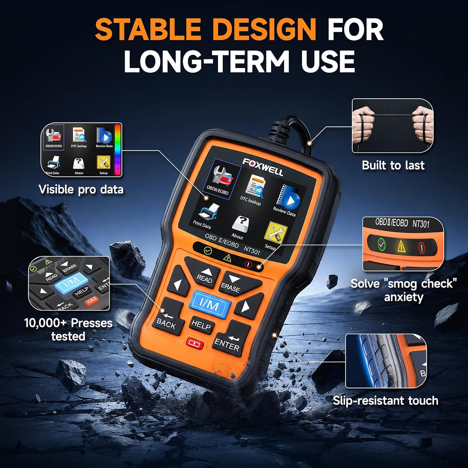 FOXWELL NT301 OBD2 Scanner Live Data Professional Mechanic OBDII Diagnostic Code Reader Tool for Check Engine Light