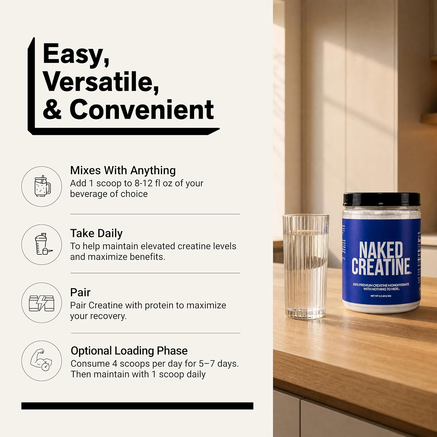 NAKED Pure Micronized Creatine Monohydrate – 200 Servings, 1,000g Bulk – NSF Certified, Vegan, Non-GMO, Gluten & Soy Free - Muscle Building, Strength Training, Gym & Fitness Supplement