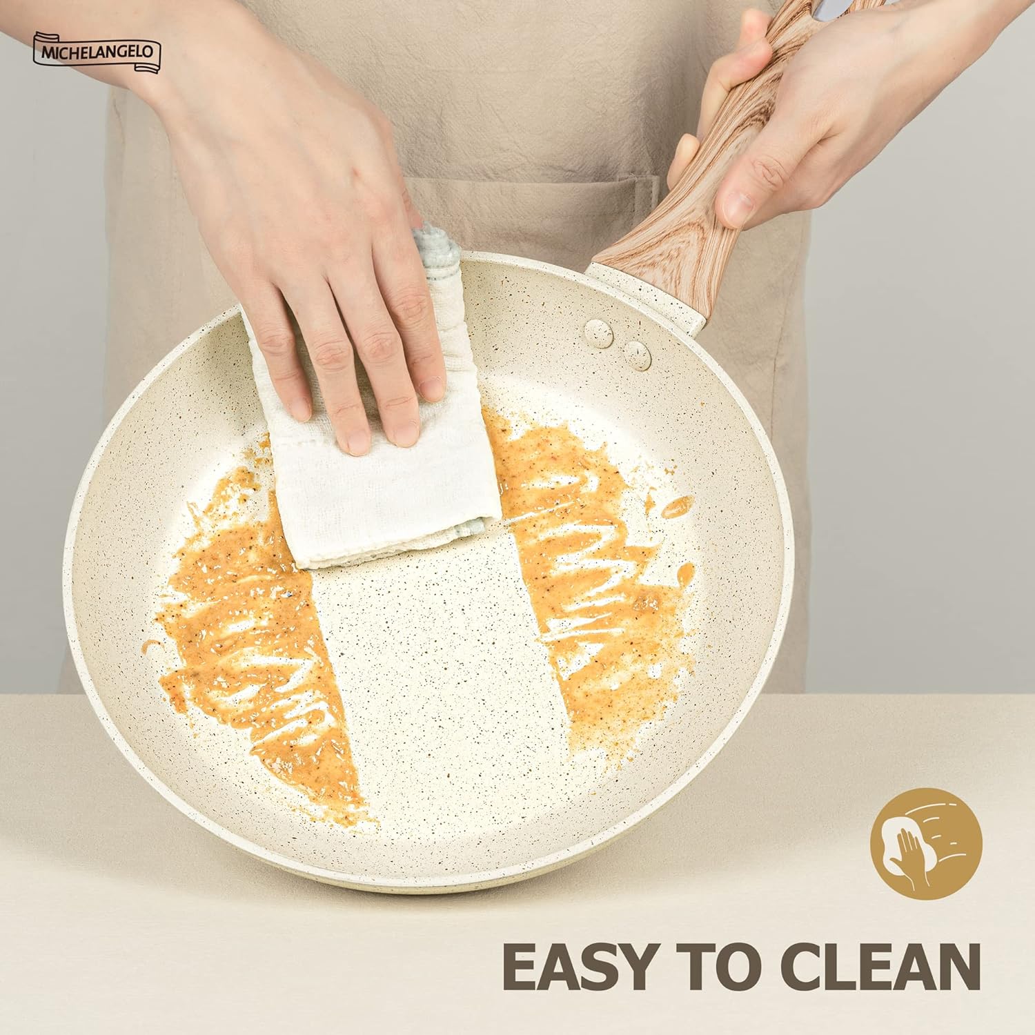 MICHELANGELO 8 Inch Nonstick Frying Pan with Lid, Non Stick Small Frying Pan with Non-Toxic Coating, Non-Stick Skillet with Ergonomic Handle