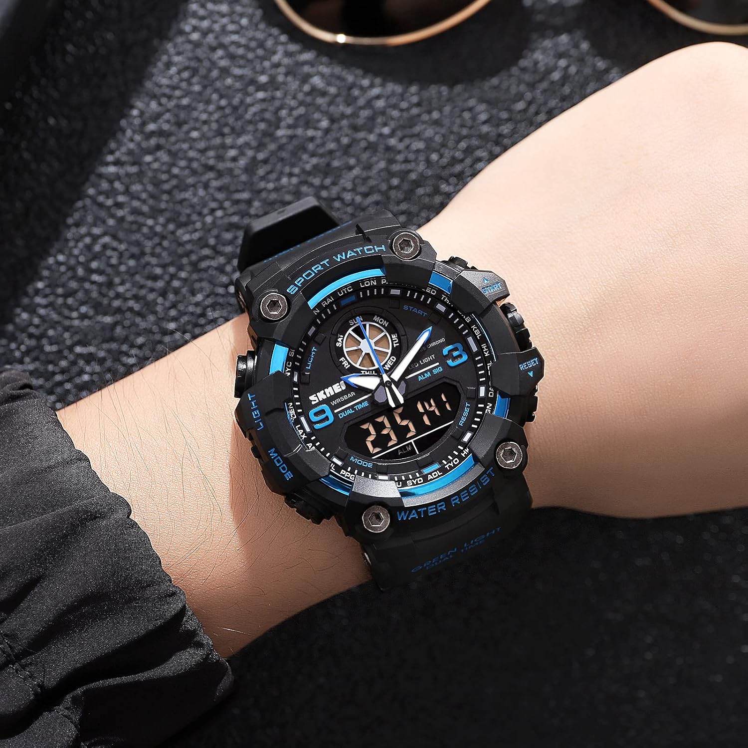 FANMIS Men's Analog Digital Sport Watch Military Dual Display 50M LED Watch | Men's Dual Display Sports Watches With Led Backlight Alarm Stopwatch 12/24h Time Outdoor Running Swimming