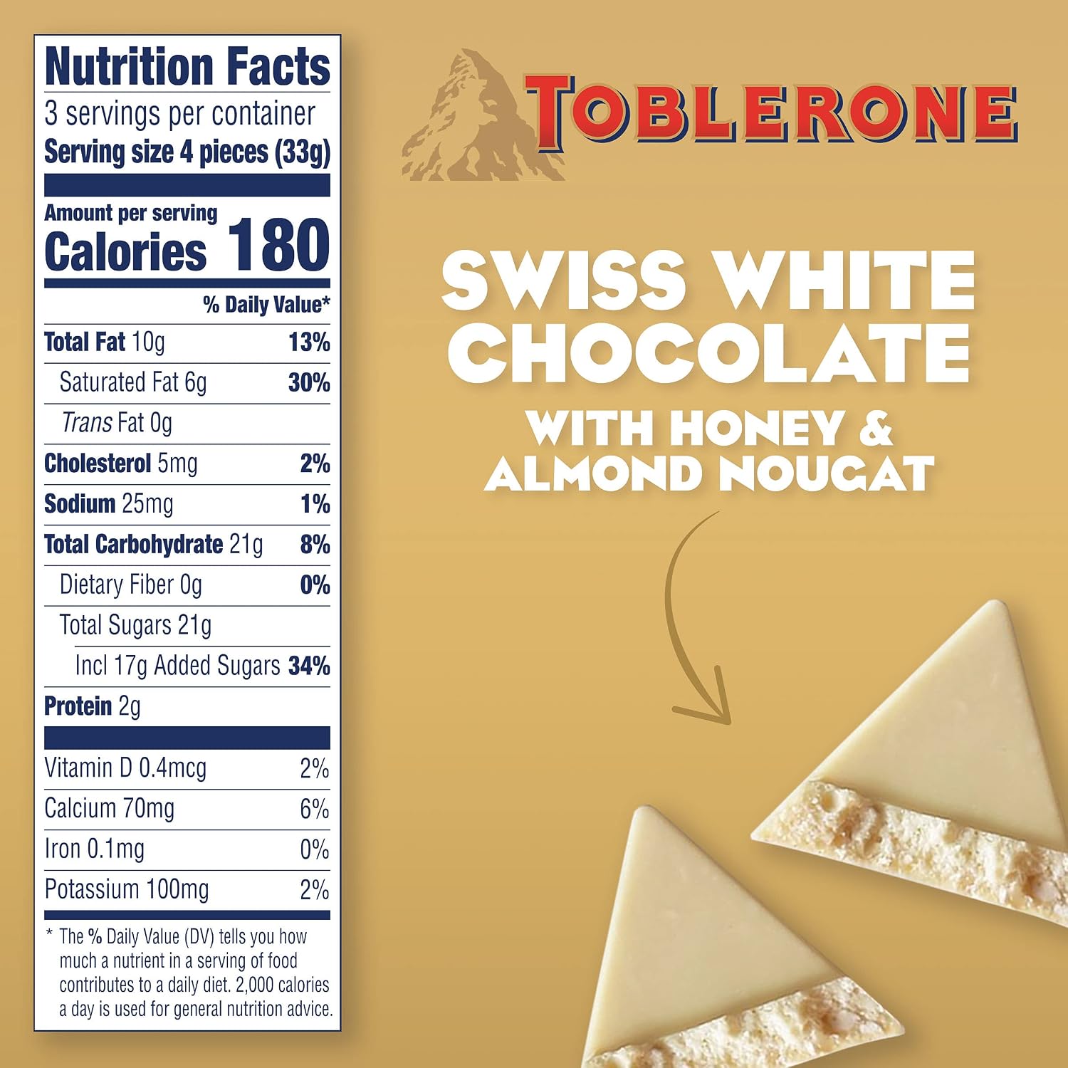 Toblerone White Chocolate, 3.52-Ounce Bars (Pack of 12)