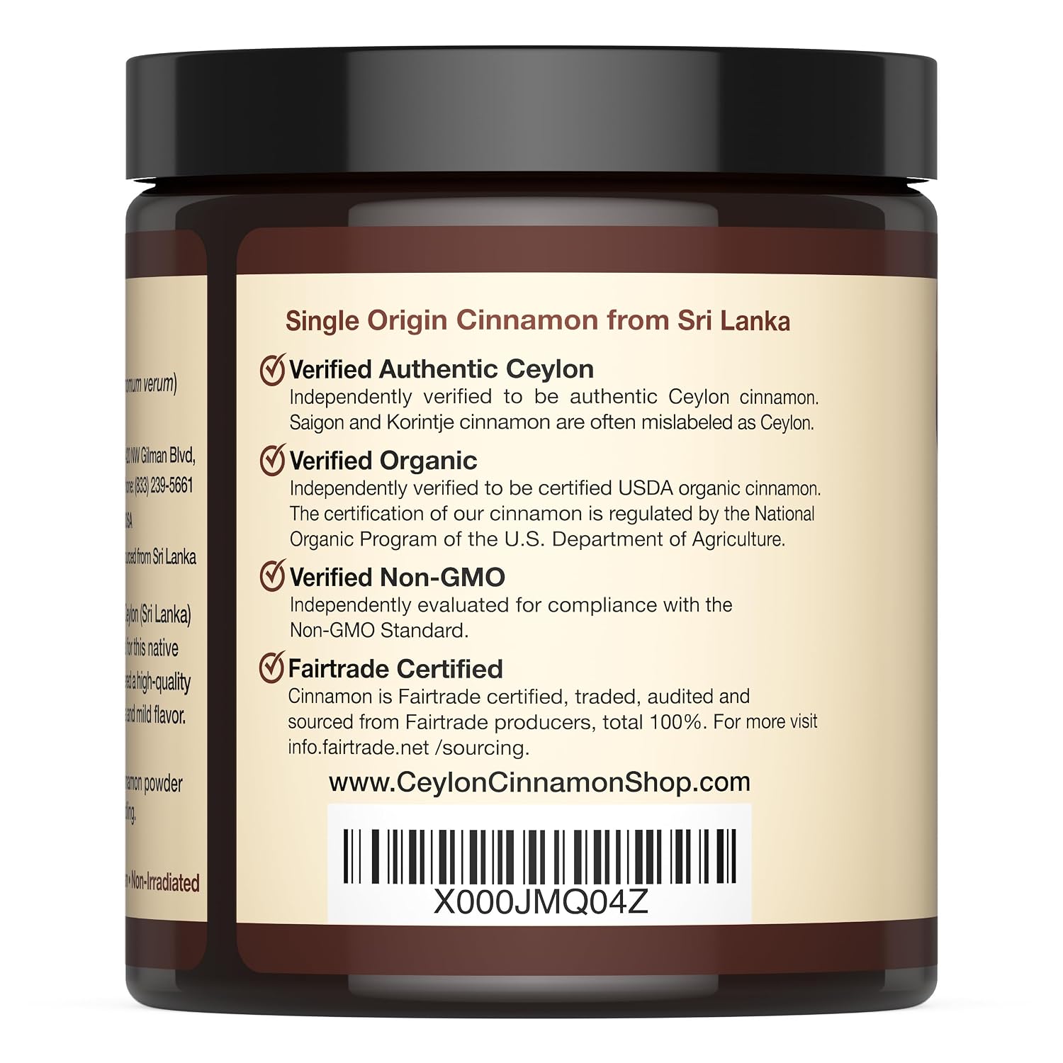 Organic Ceylon Cinnamon Powder, USDA Certified Spice - 8 ounces | Premium Grade True Cinnamon, Sri Lankan Variety, Cinnamomum Verum, All-Natural