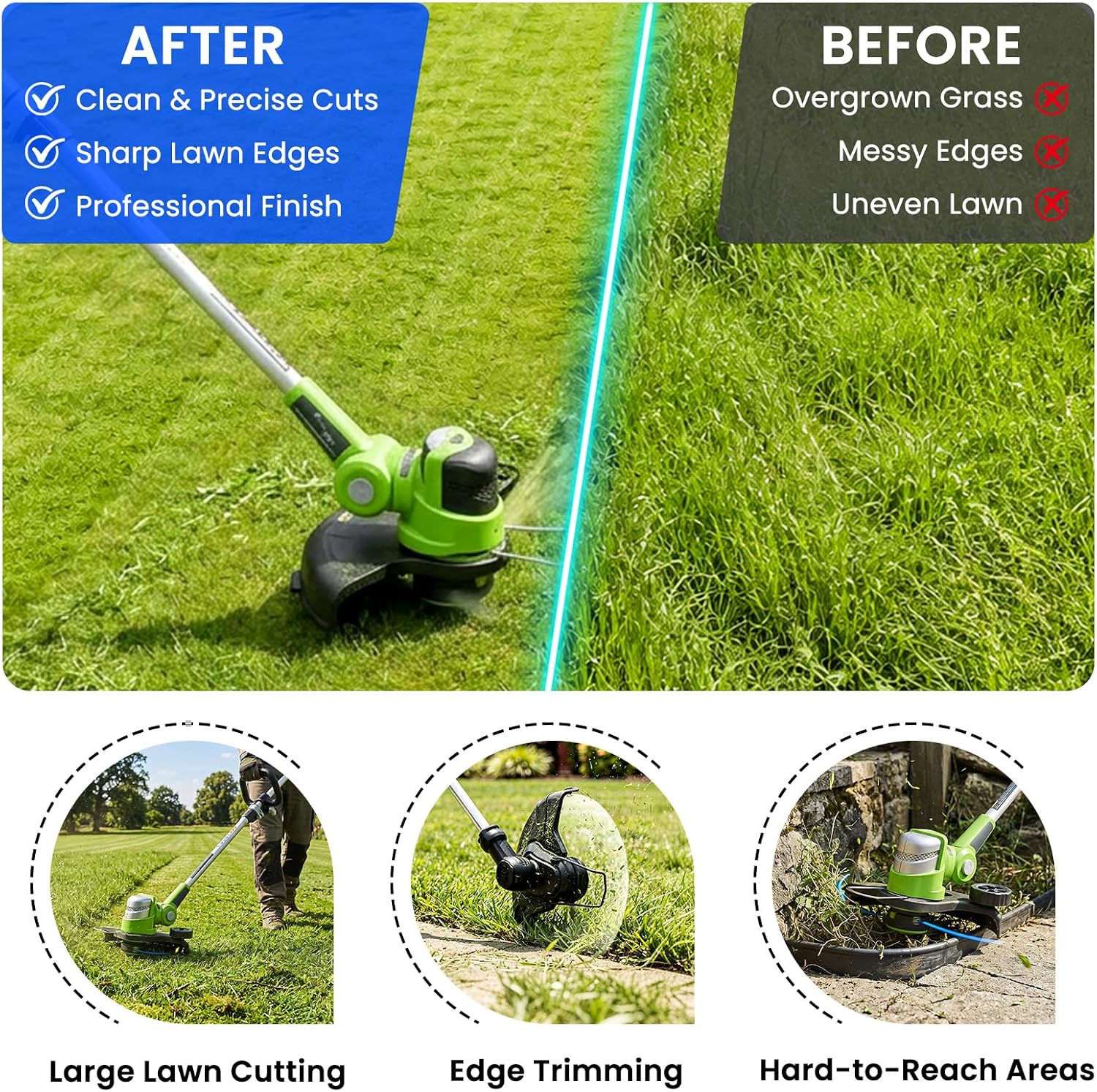 8 Pack Weed Eater String Replacement for Greenworks 20V, 40V Single Line Cordless Trimmers, Plus 1 Cap